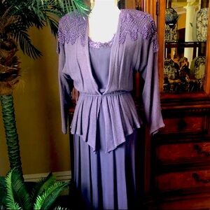 Romantic Boho Lace Crochet Vintage Spencer Alexis Dress Purple Size 6